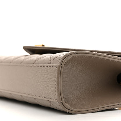 Saint Laurent Grain De Poudre Textured Mixed Matelasse Triquilt Small Monogram Satchel Greyish Brown 10 of 14