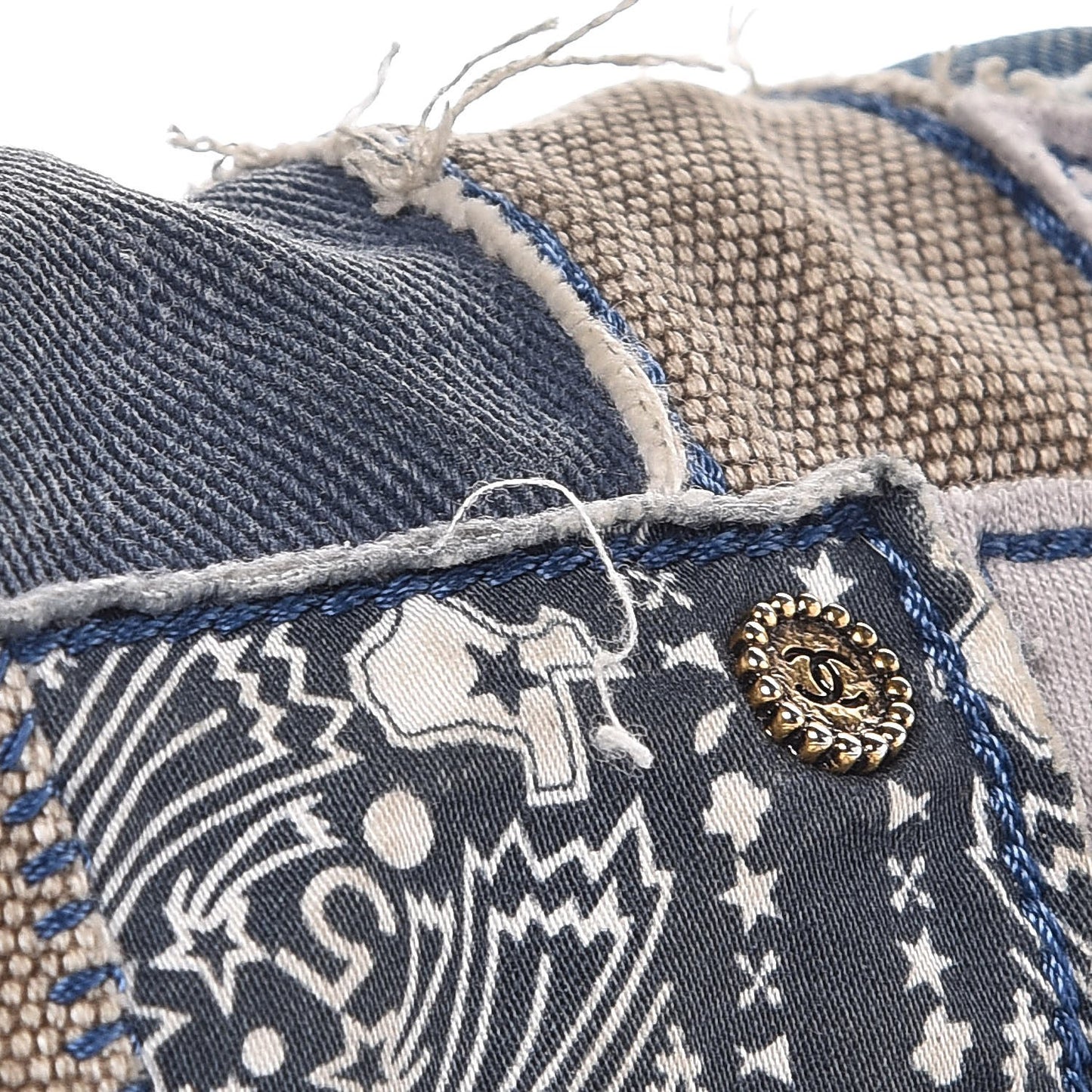 Denim Patchwork Medium Boy Flap Blue