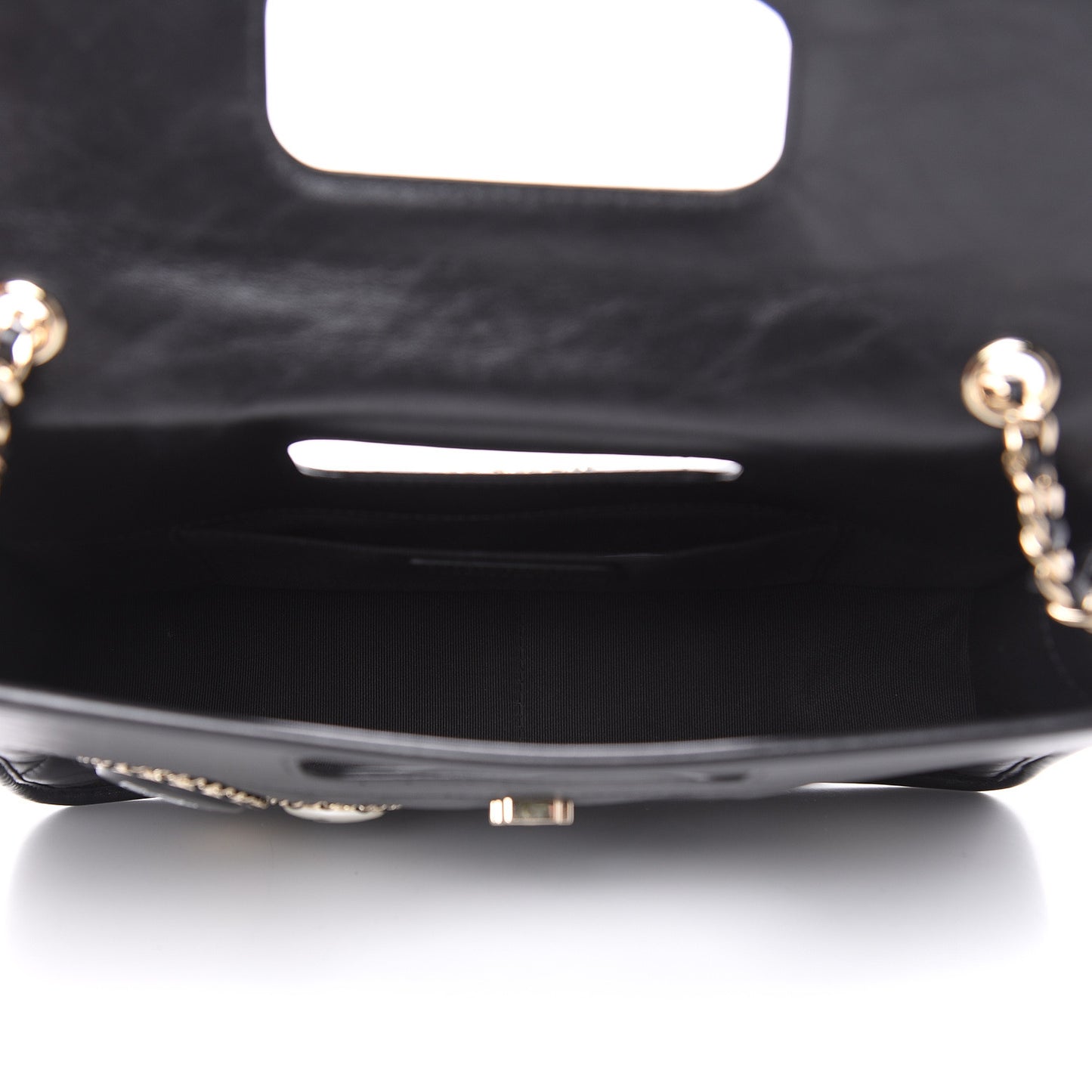 Aged Calfskin Charms Flap Bag Black