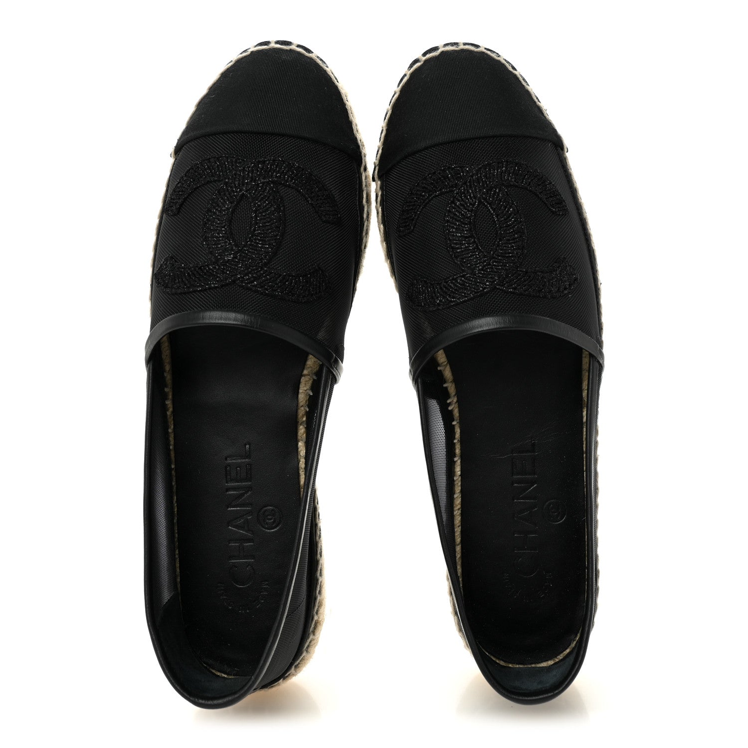 Chanel Mesh Grosgrain CC Espadrilles 38 Black 2 of 10