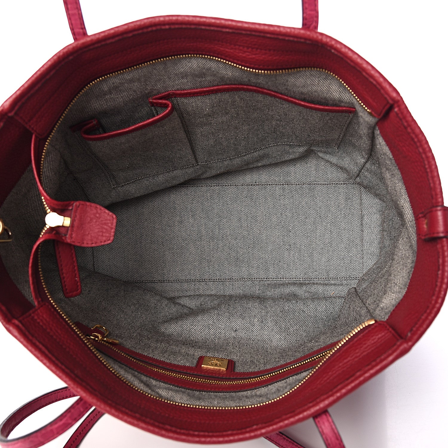 MCM Visetos Calfskin Medium Anya Shopper Tote Red Black 4 of 9