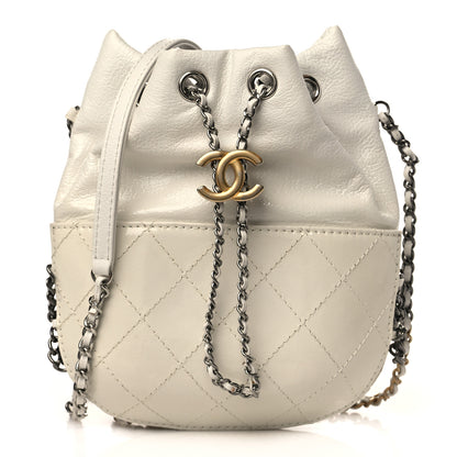 Chanel Patent Goatskin Quilted Small Gabrielle Bucket White 1 of 10