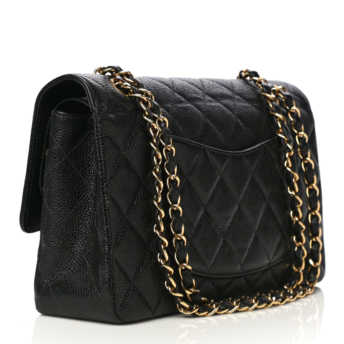 Caviar Quilted Small Double Flap Black