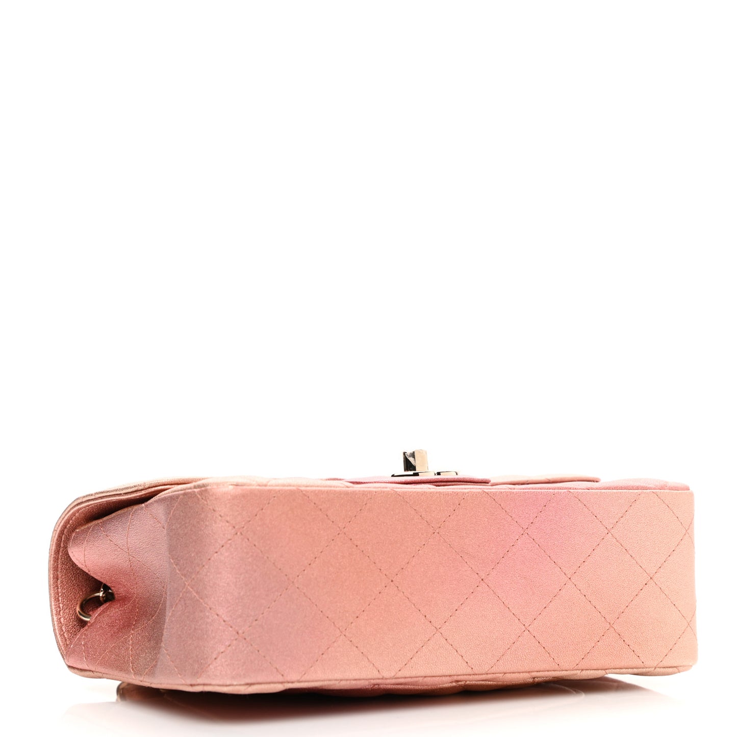 Metallic Lambskin Quilted Ombre Mini Rectangular Flap Pink