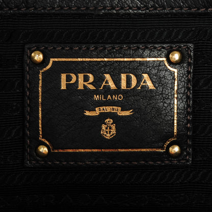 Prada Deerskin Zipper Detail Tote Black 6 of 8