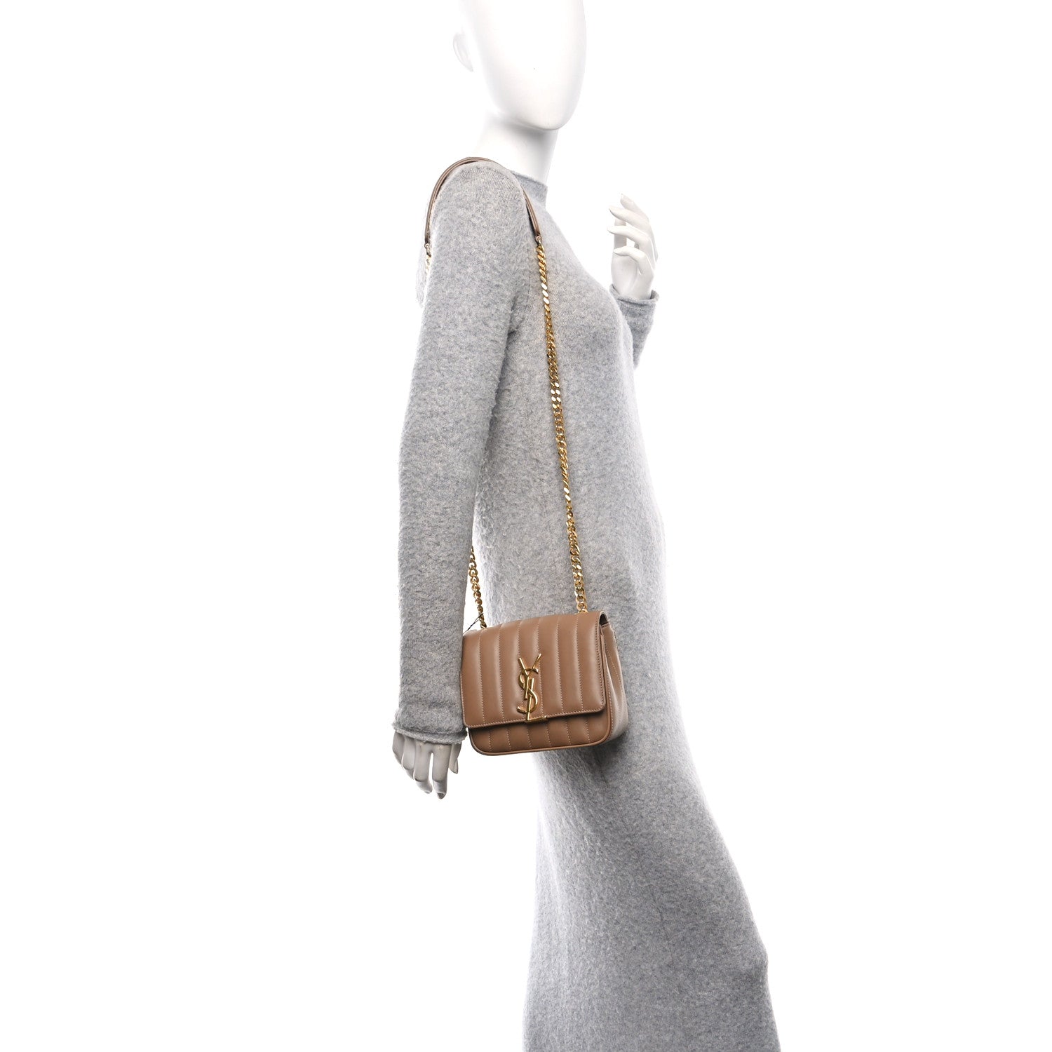 Saint Laurent Lambskin Matelasse Monogram Small Vicky Chain Bag Peru 2 of 12