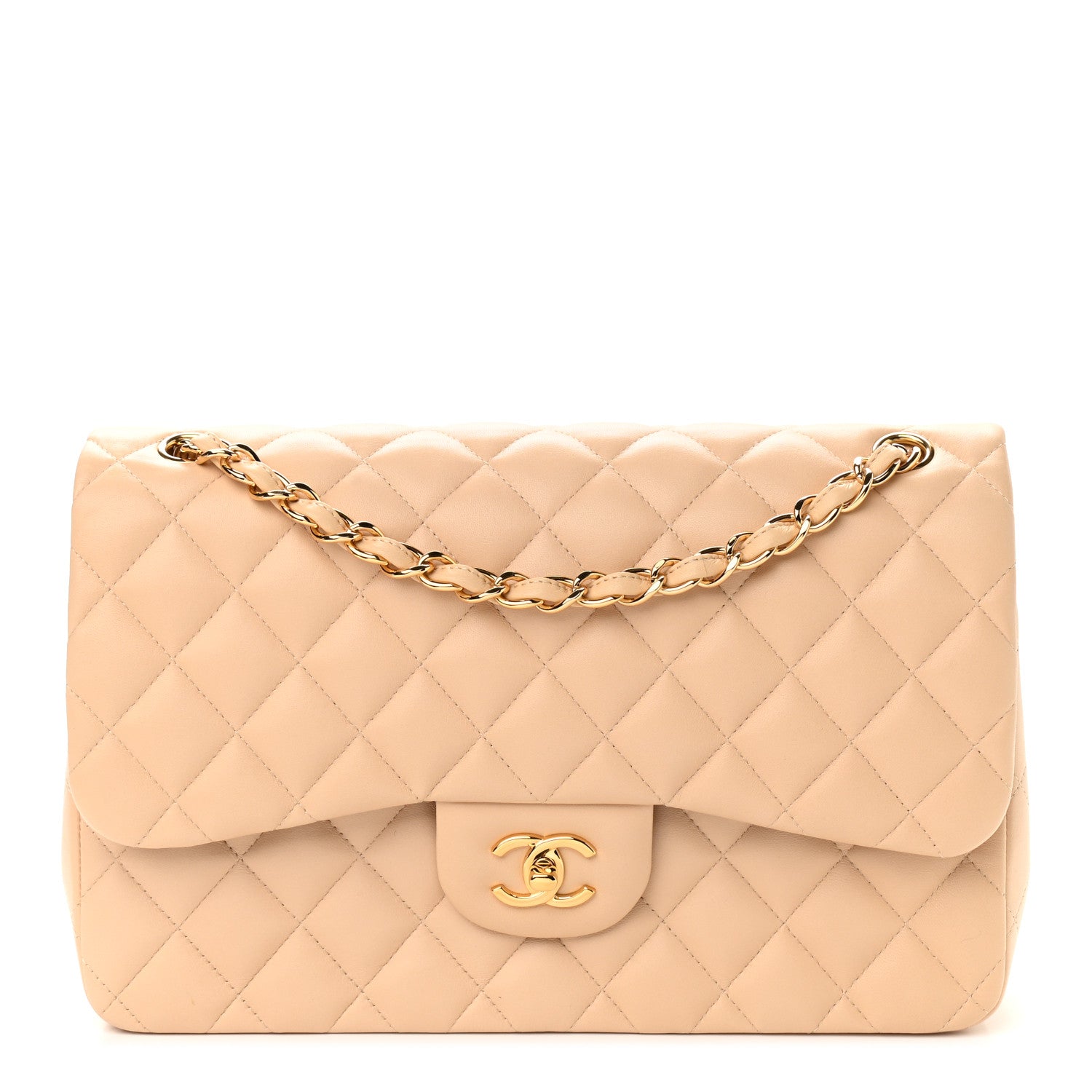 Chanel Lambskin Quilted Jumbo Double Flap Beige 1 of 10
