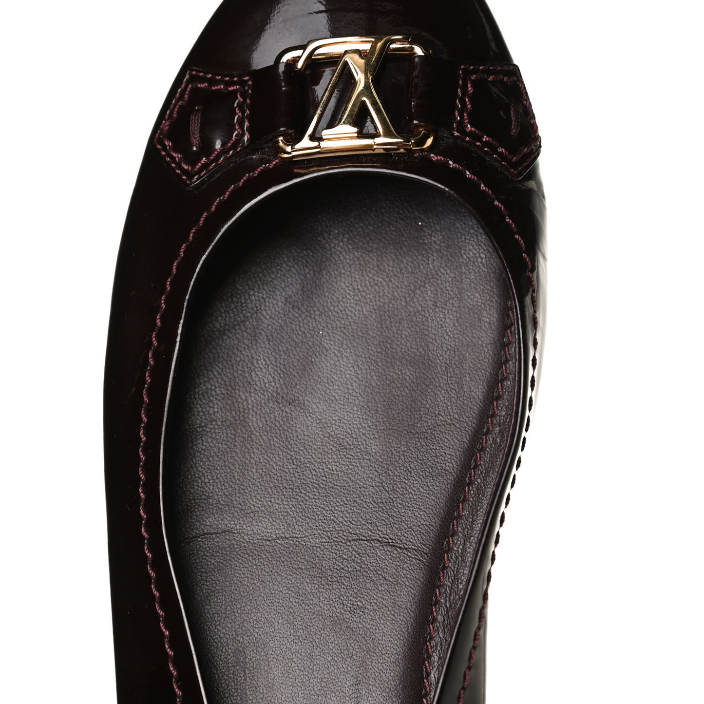 Patent Calfskin Oxford Ballerina Flats 40 Amarante