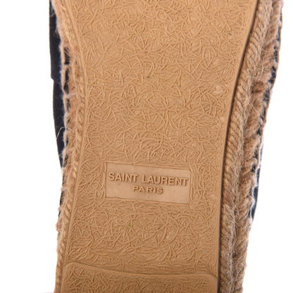 Saint Laurent Canvas Nappa Elba Light Logo Embroidered Espadrilles 38 Black 8 of 9