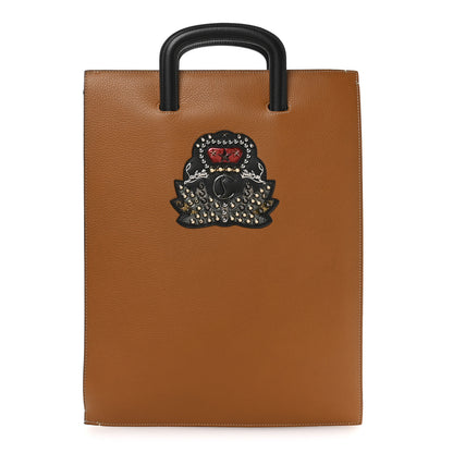 Christian Louboutin Calfskin Ecusson Large Trictrac Portfolio Bag Brown 1 of 10
