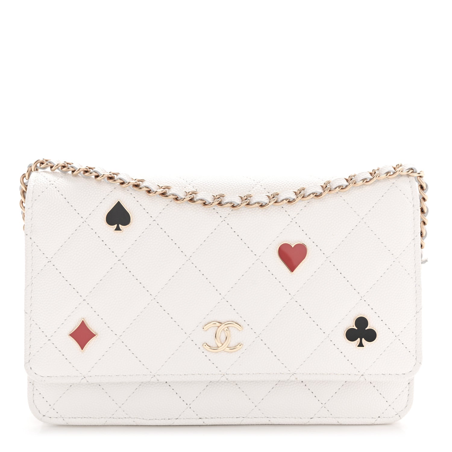Chanel Caviar Quilted Enamel Coco Casino Wallet On Chain WOC White 1 of 12