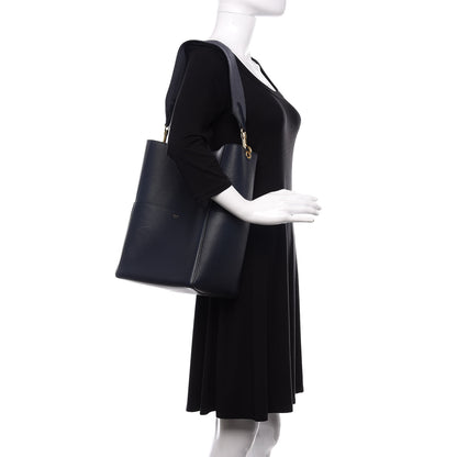 Celine Soft Grained Calfskin Sangle Bucket Bag Navy Blue 2 of 9