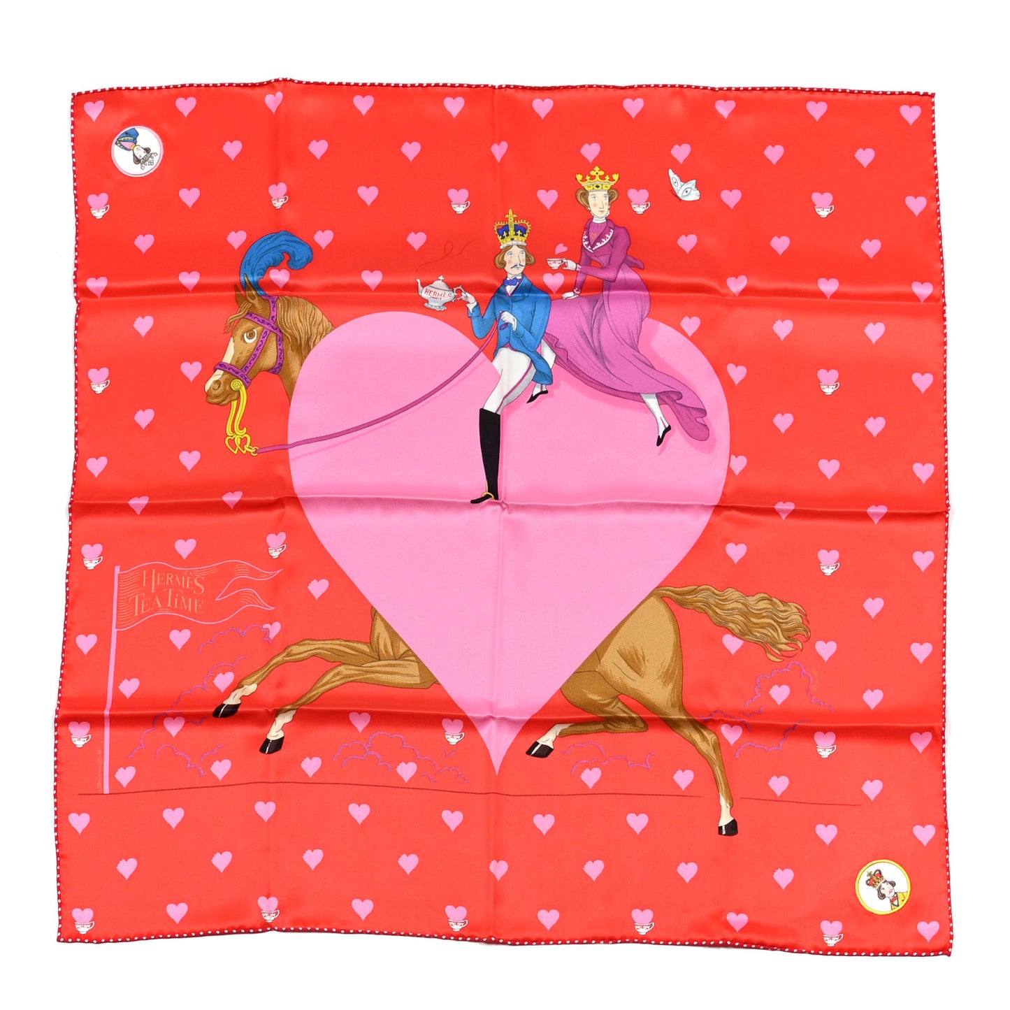 Silk Tea Time Scarf 70 Rouge Rose White