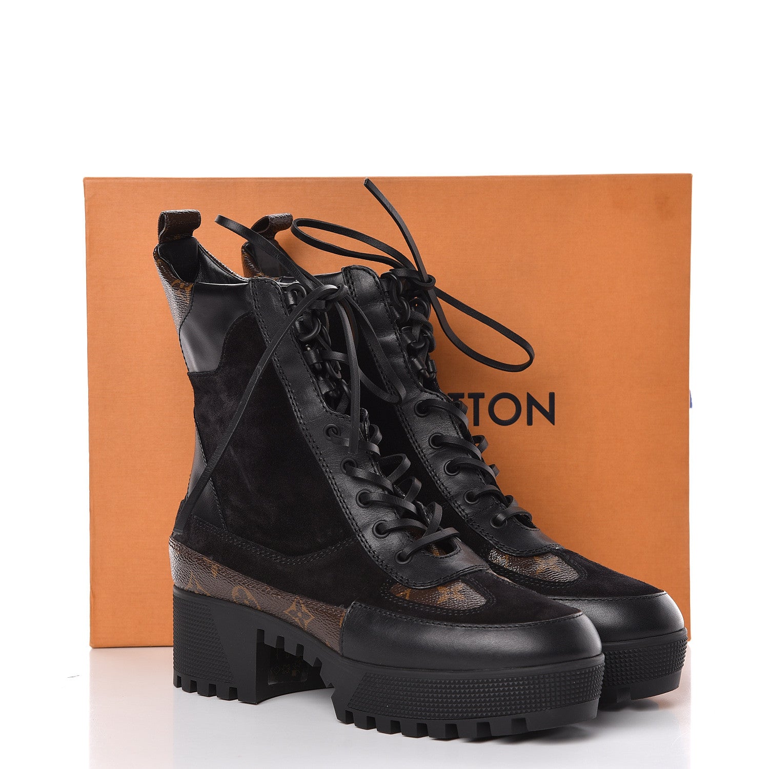 Louis Vuitton Suede Calfskin Monogram Laureate Platform Desert Boots 40 Black 7 of 7