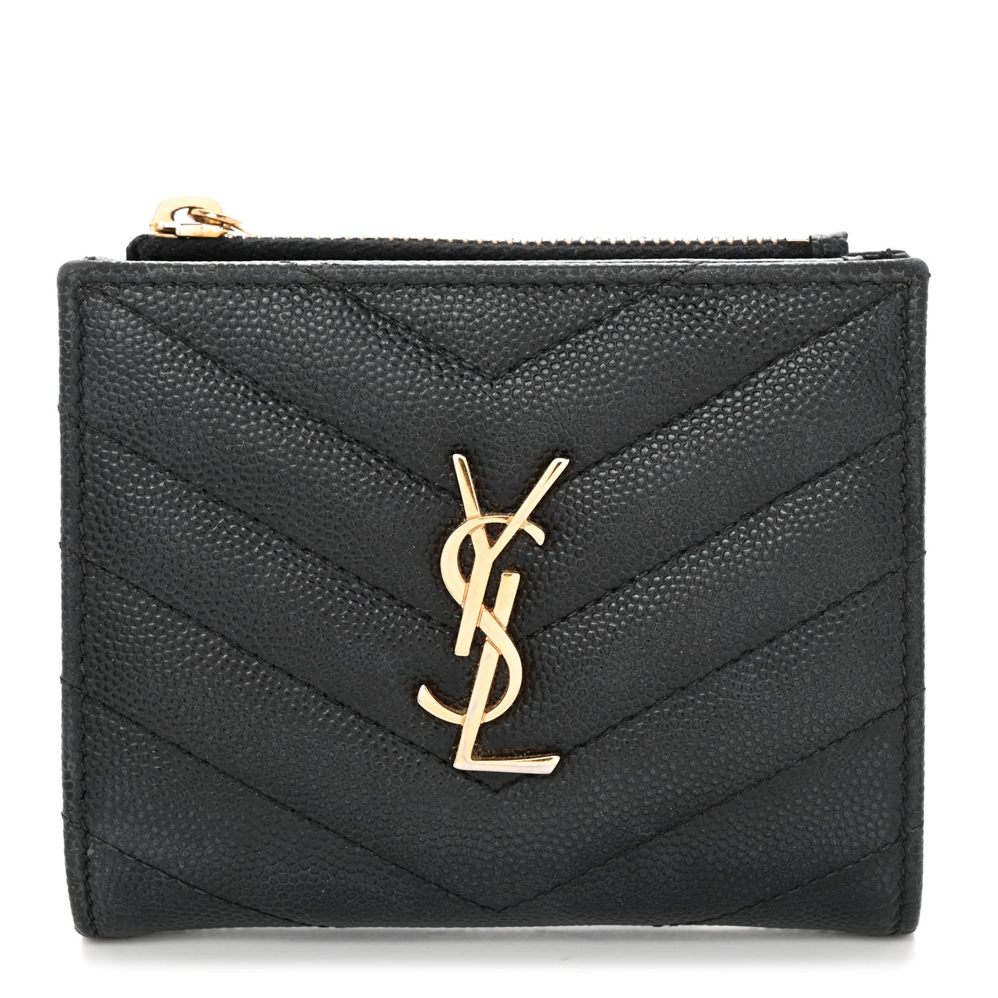 Grain De Poudre Matelasse Chevron Monogram Zipped Card Case Black