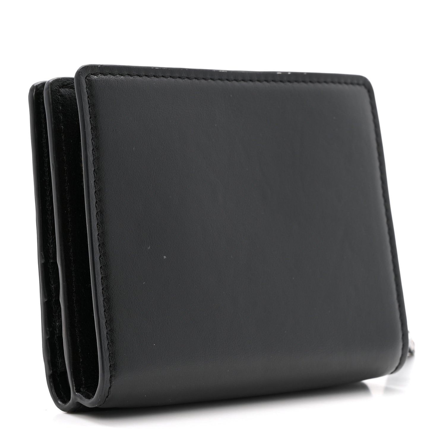 Shiny Calfskin Sense Compact Wallet Black
