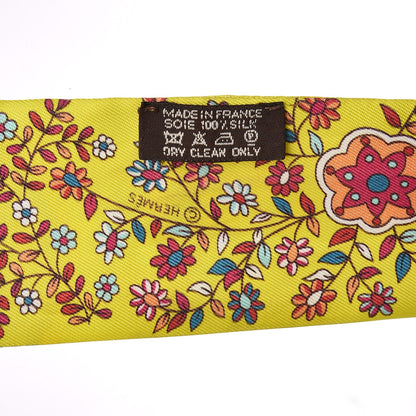 Hermes Silk L'Arbre De Vie Twilly Jaune Fluo Canard Rose 3 of 4