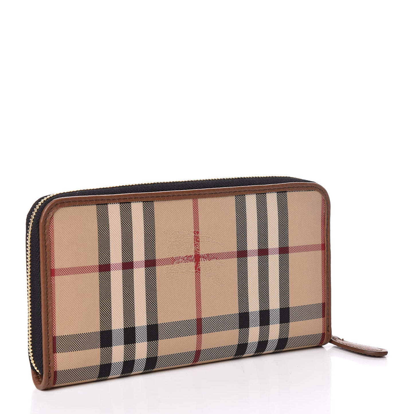 Calfskin Haymarket Check Elmore Zip Around Wallet Tan