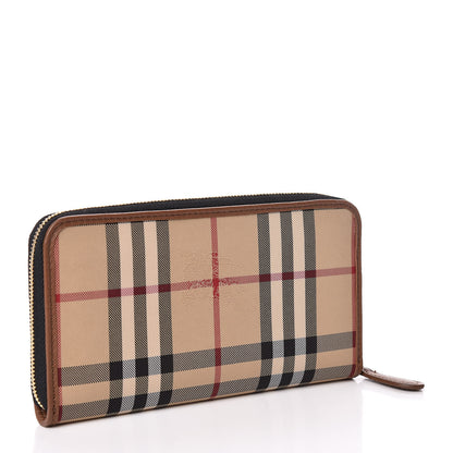 Burberry Calfskin Haymarket Check Elmore Zip Around Wallet Tan 3 of 8