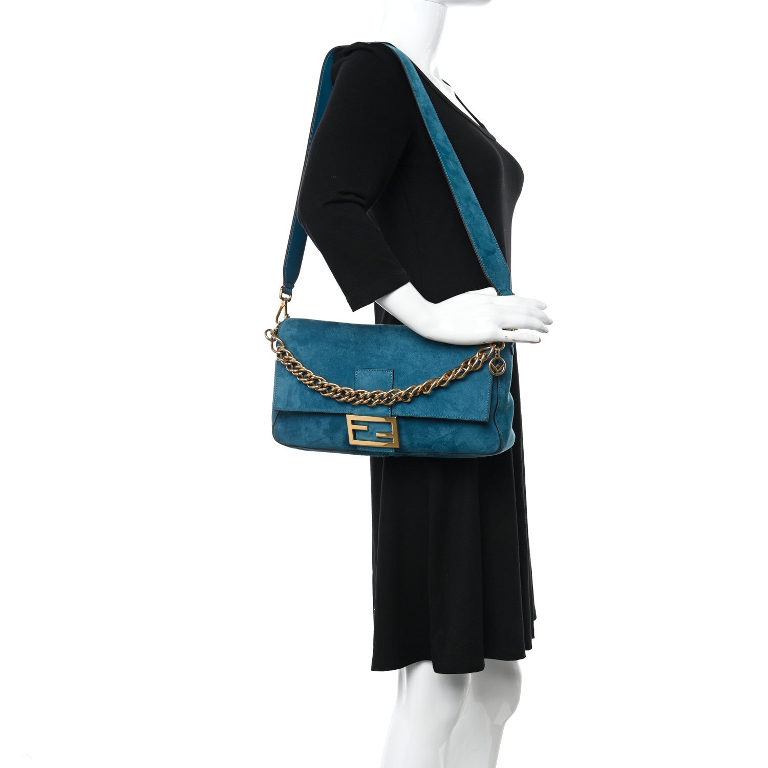 Fendi Chamois Large Baguette Ottanio 2 of 10