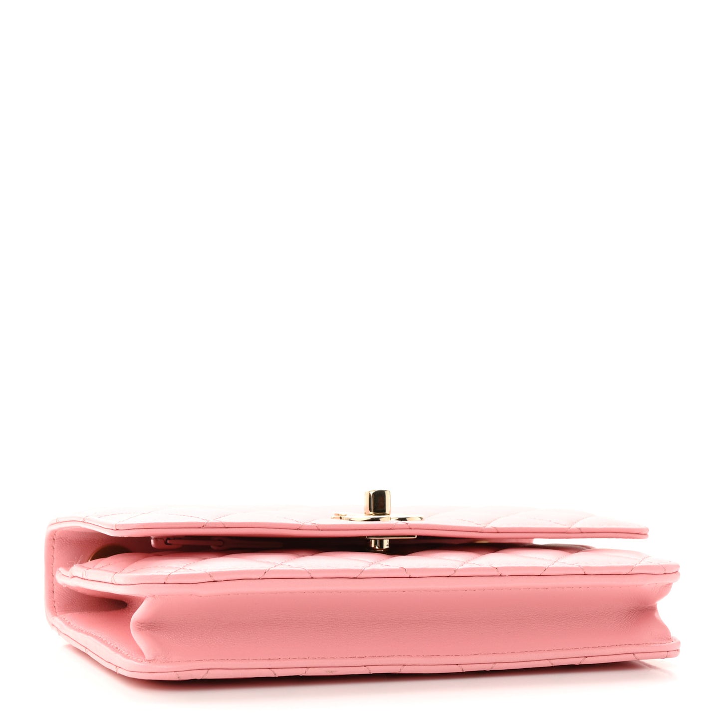 Lambskin Quilted Trendy CC Wallet On Chain WOC Pink
