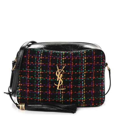 Saint Laurent Tweed Calfskin Monogram Lou Camera Bag Black 1 of 9