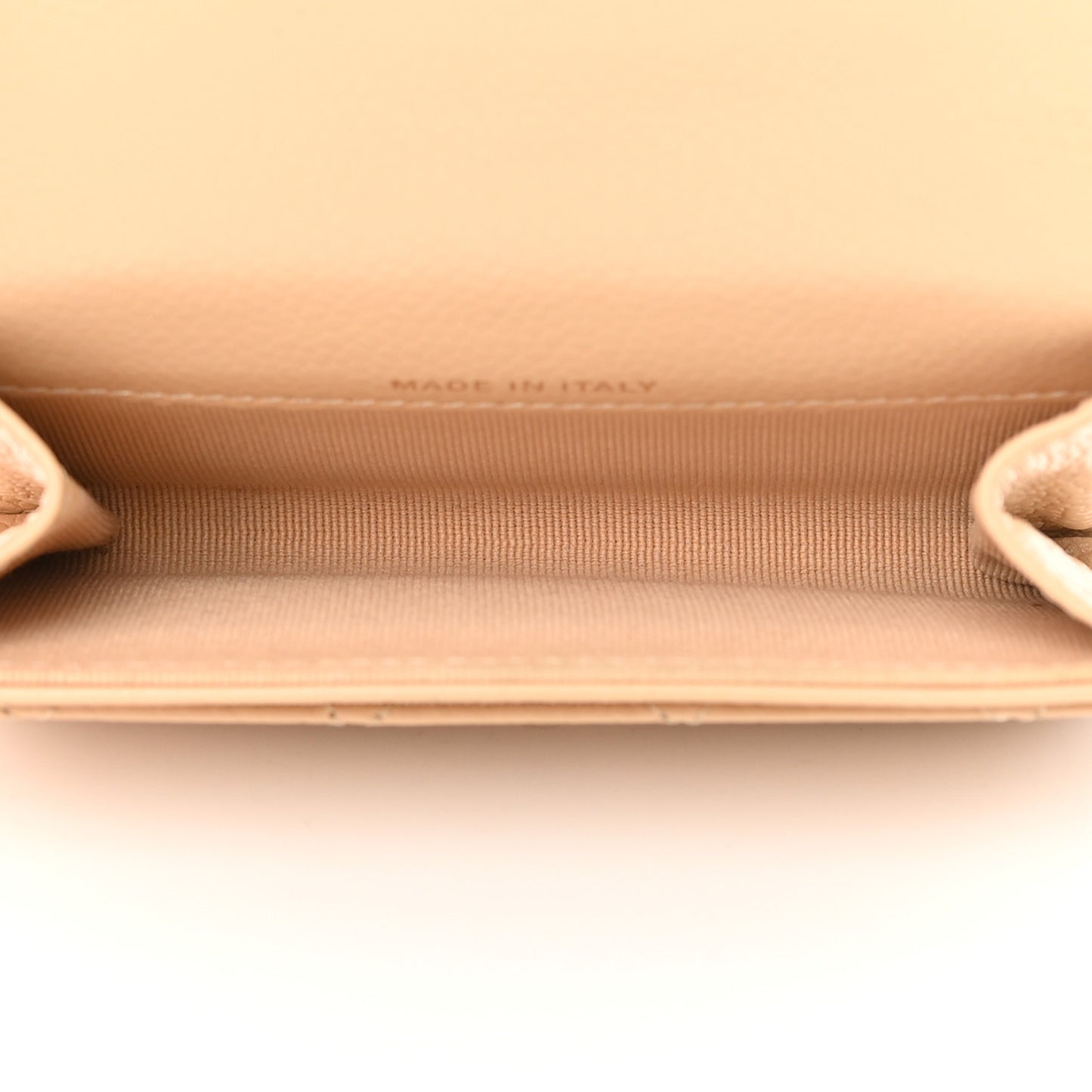 Caviar Quilted Flap Card Holder Wallet Beige