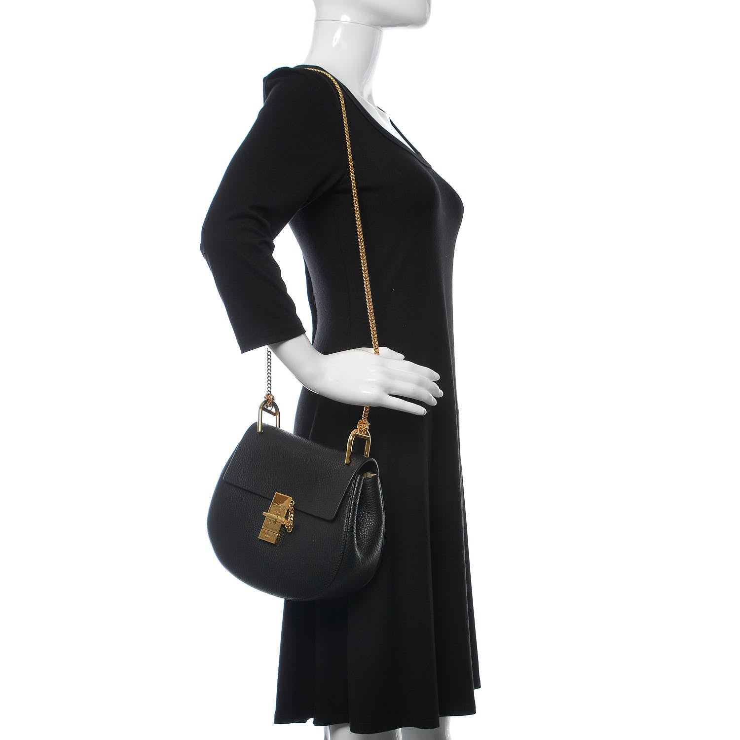 Chloe Grained Lambskin Drew Shoulder Bag Black 2 of 9