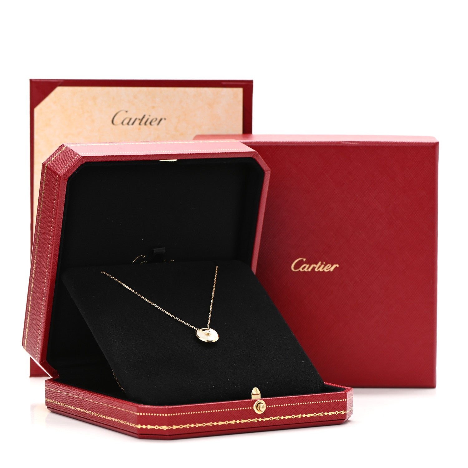 Cartier 18K Yellow Gold Diamond Mother of Pearl XS Amulette de Cartier Pendant Necklace 6 of 6