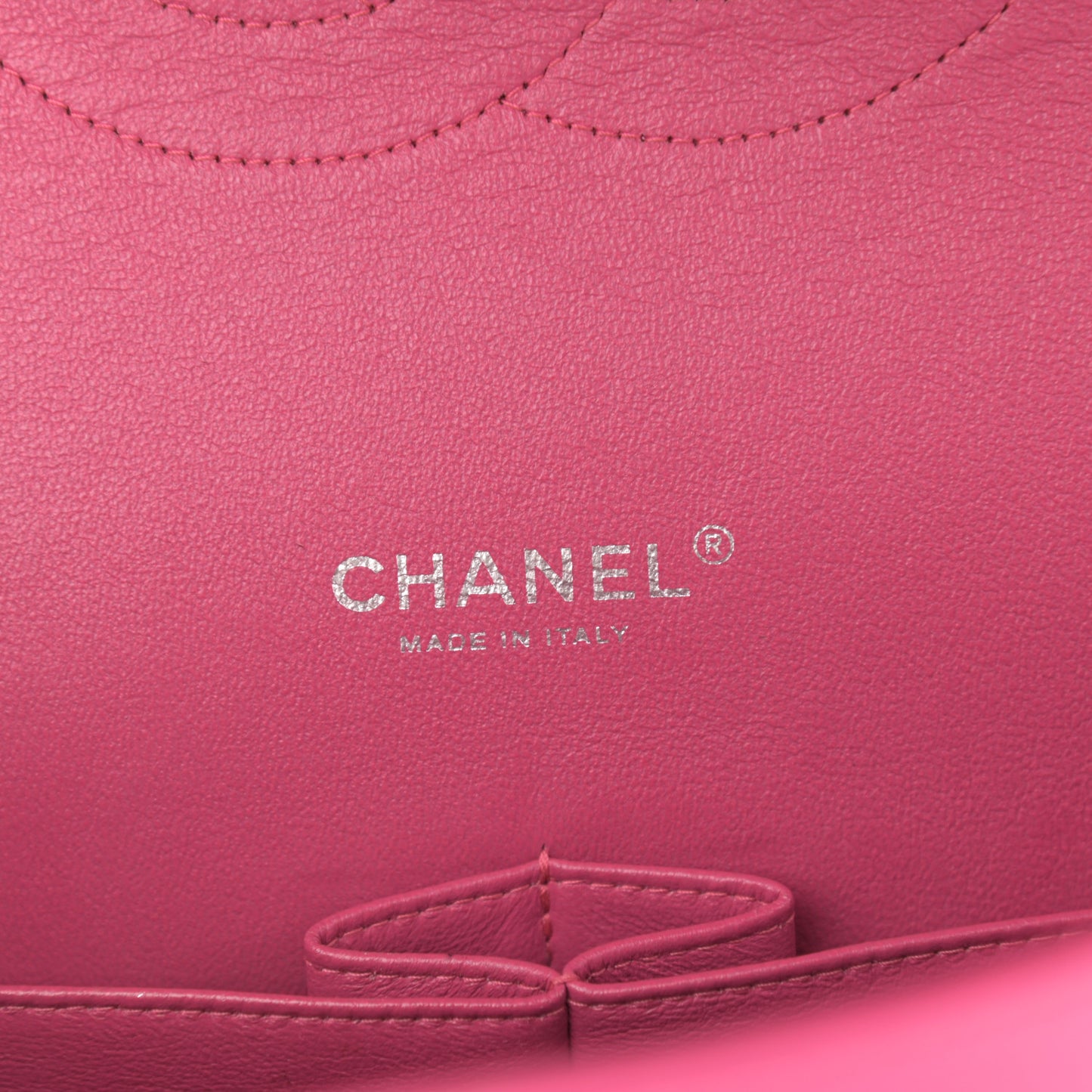 Patent Calfskin Quilted Maxi Double Flap Fuchsia