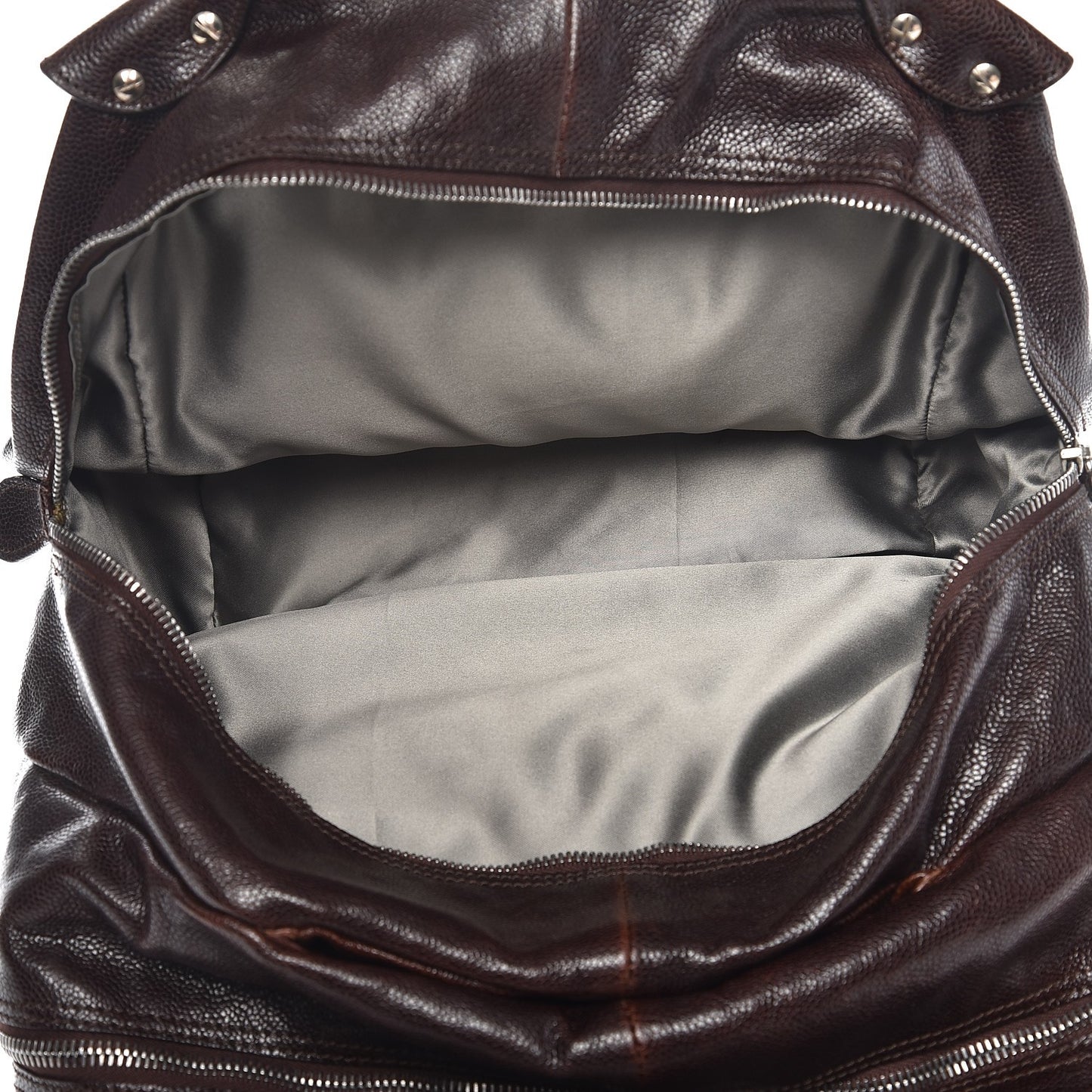 Caviar Quilted Mademoiselle Satchel Brown