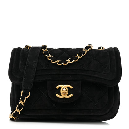 Chanel Suede Quilted Mini Double Frame Flap Black 1 of 16
