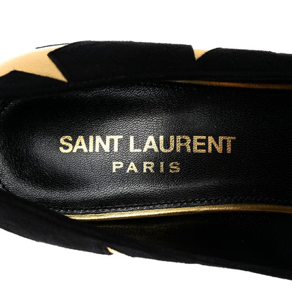 Saint Laurent Kid Scamosciato Kiki 55 Star Pumps 36.5 Black Oro 7 of 9
