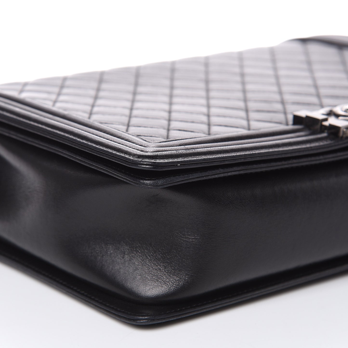 Lambskin Quilted Large Boy Flap Black