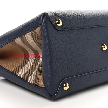 Burberry Derby Calfskin Vintage Check Medium Banner Tote Regency Blue 10 of 11