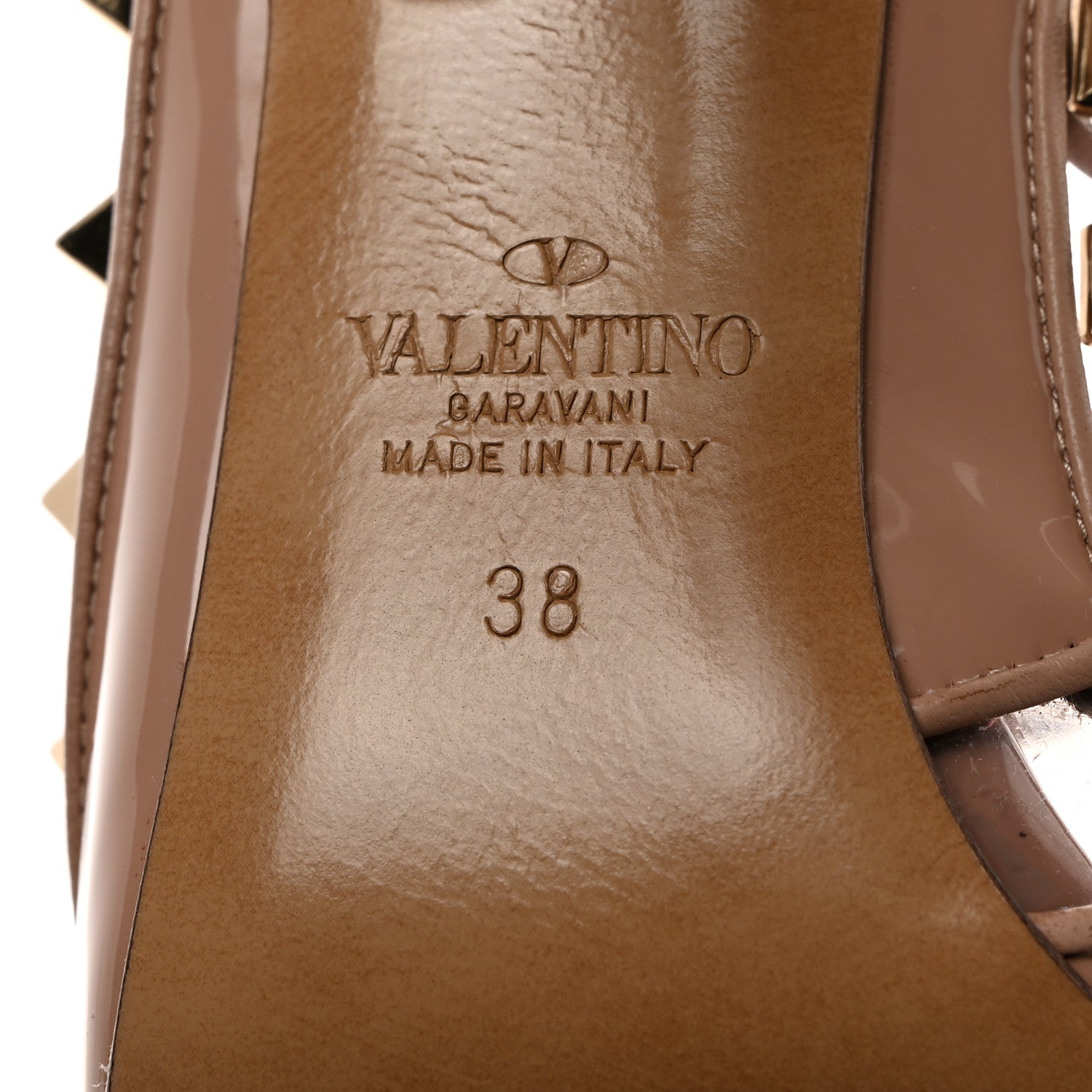 Valentino Garavani Patent Nappa Rockstud Ankle Strap 100mm Pumps 38 Poudre 7 of 8