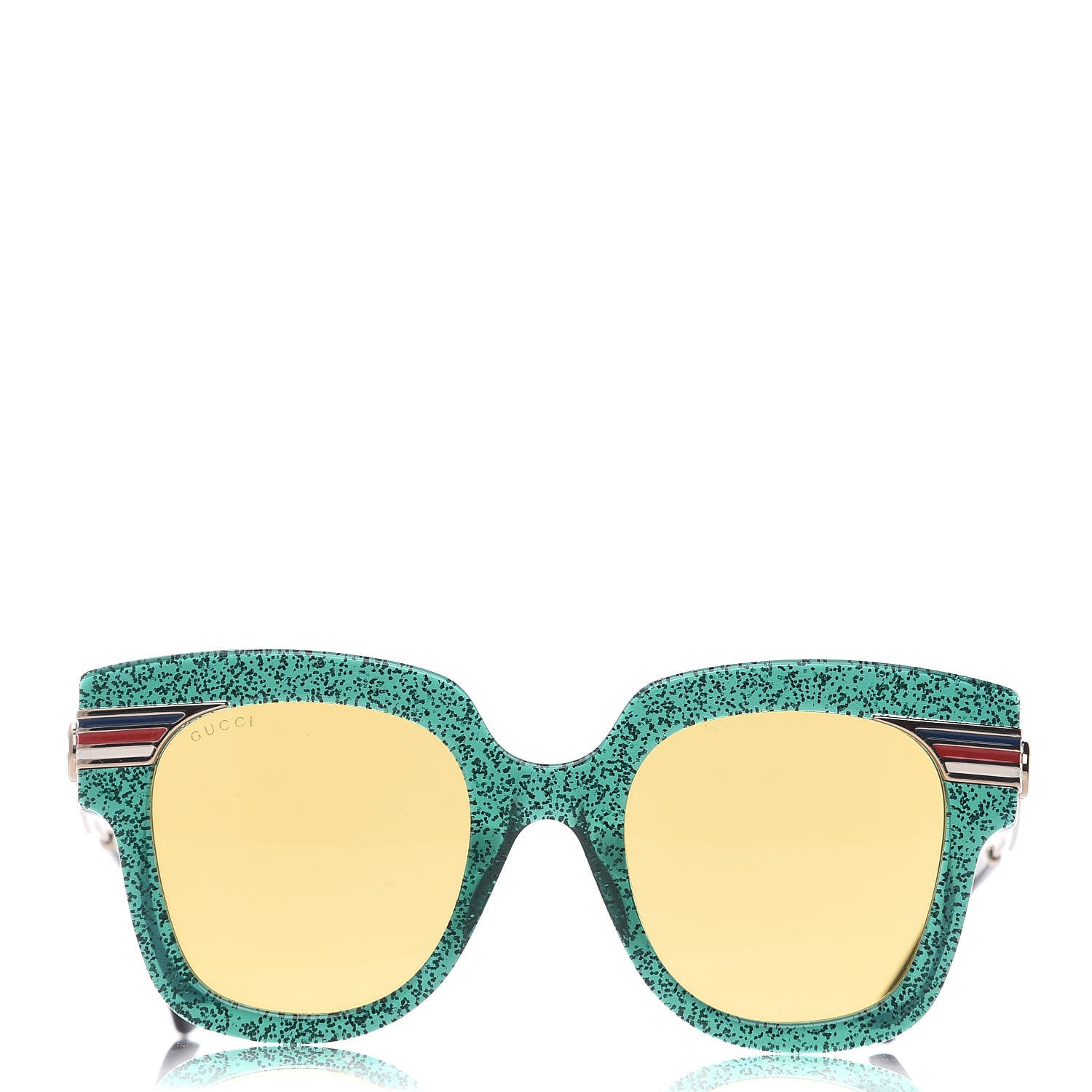 Gucci Acetate Square Frame Web Glitter GG0281S Sunglasses Green 2 of 7