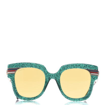 Gucci Acetate Square Frame Web Glitter GG0281S Sunglasses Green 2 of 7
