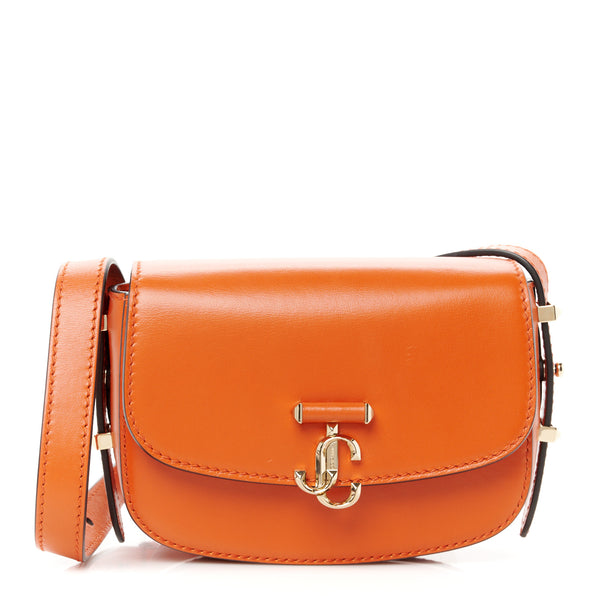Jimmy Choo Shiny Calfskin Varenne Satchel Amber Orange 1602227