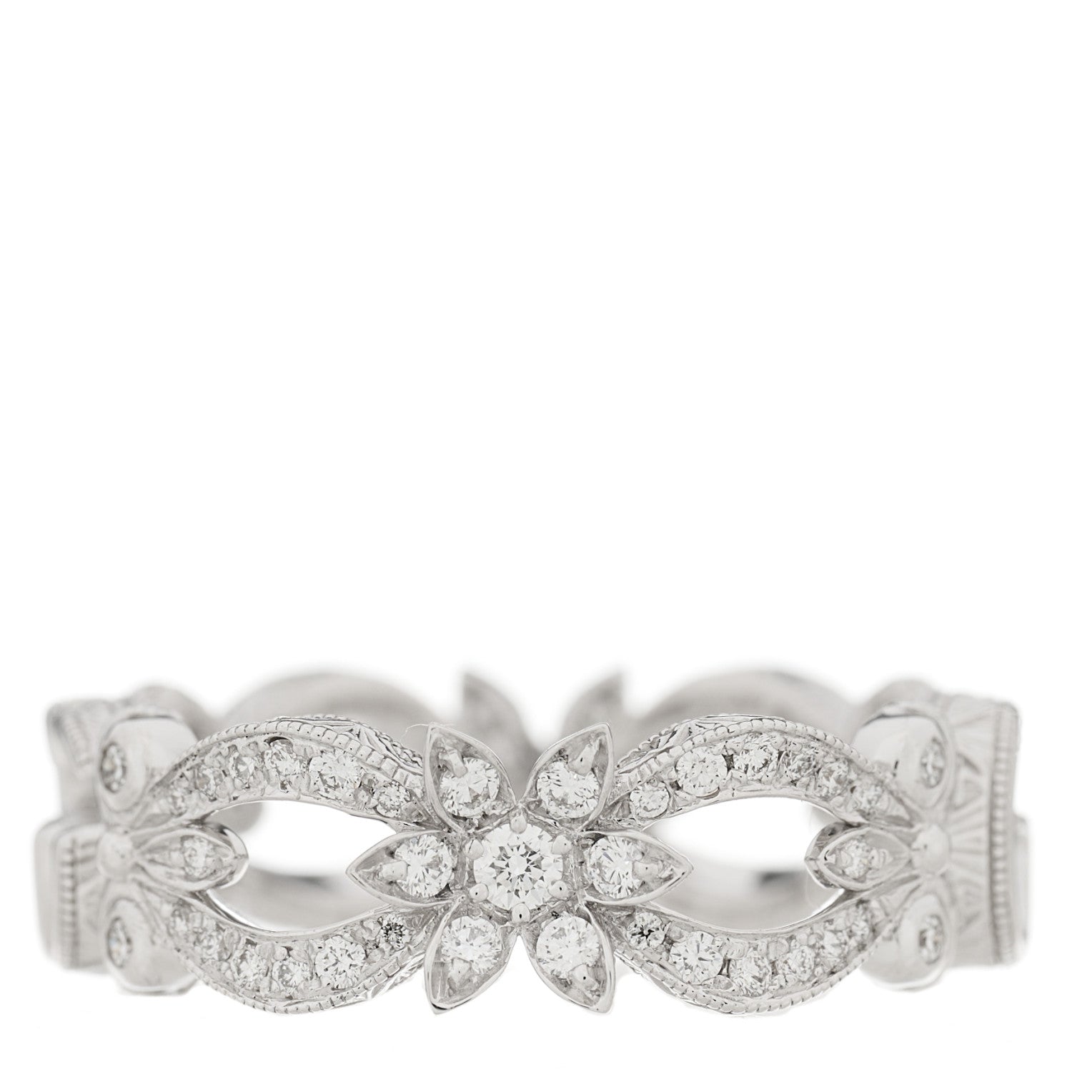 Gucci 18K White Gold Diamond Flora Pave Ring 53 6.25 3 of 4