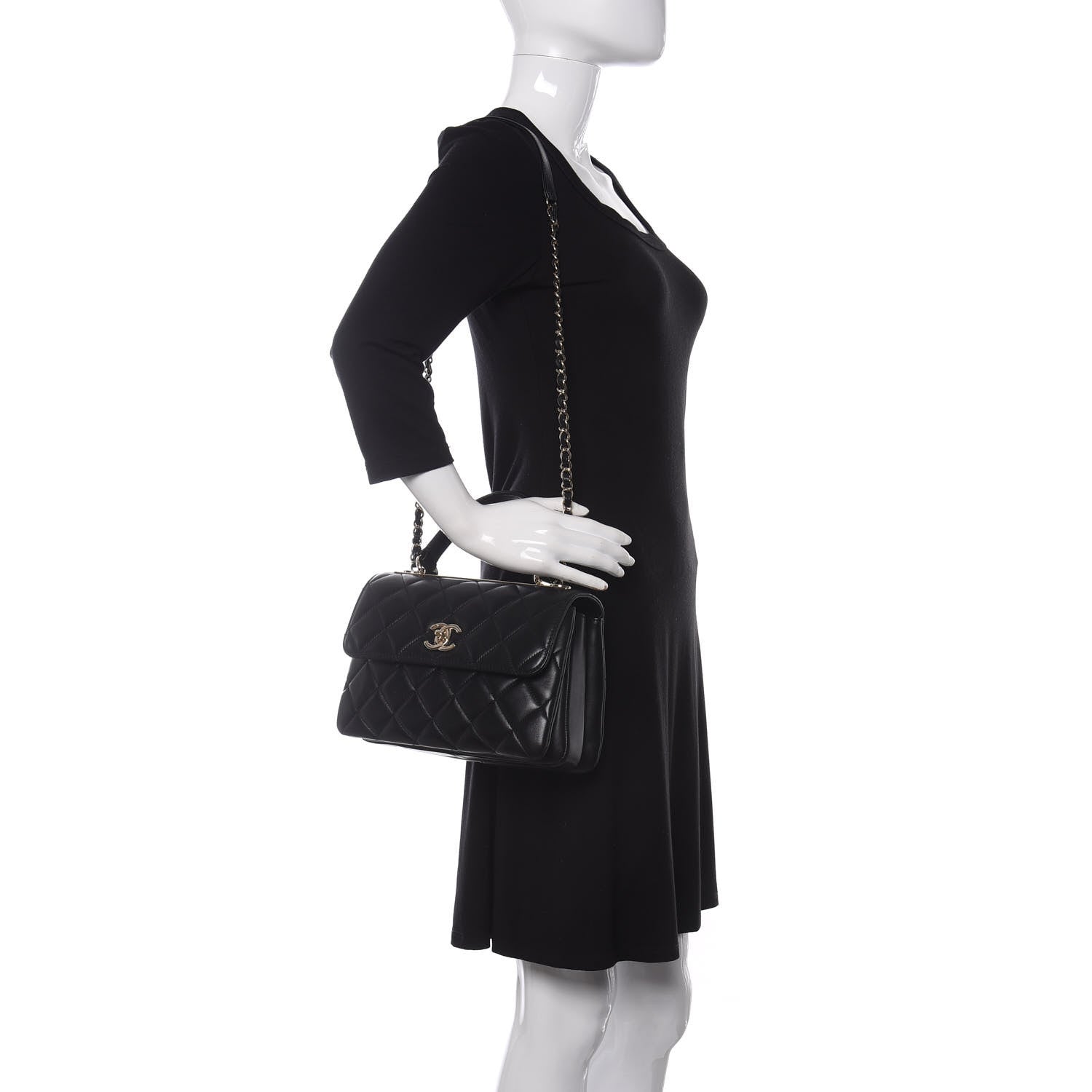 Chanel Lambskin Quilted Small Trendy CC Dual Handle Flap Bag Black 2 of 10