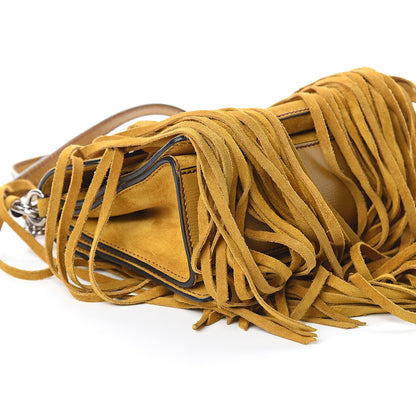Givenchy Suede Fringe Small GV3 Shoulder Bag Yellow 7 of 8