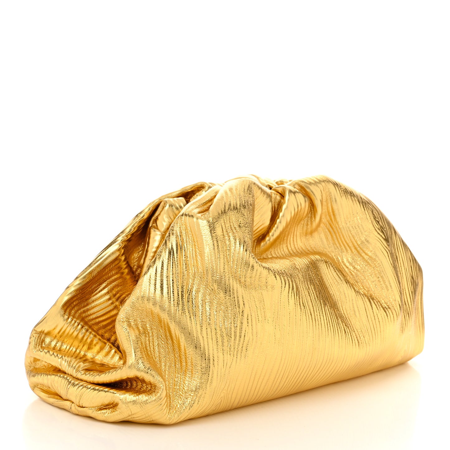 Metallic Bark Calfskin Embossed The Pouch Oversized Clutch Oro