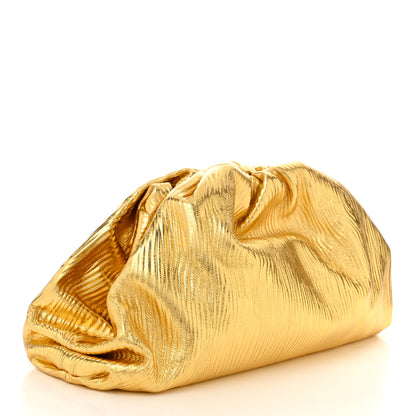 Bottega Veneta Metallic Bark Calfskin Embossed The Pouch Oversized Clutch Oro 3 of 10
