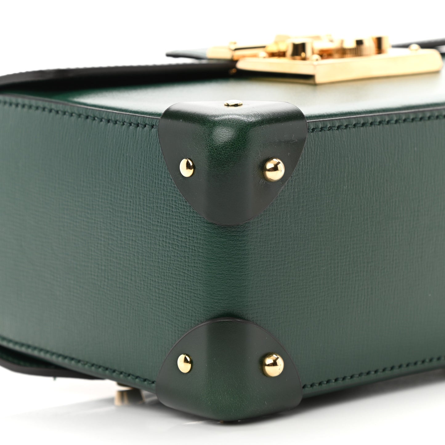 Azalea Calfskin Small Padlock Bamboo Shoulder Bag Vintage Green