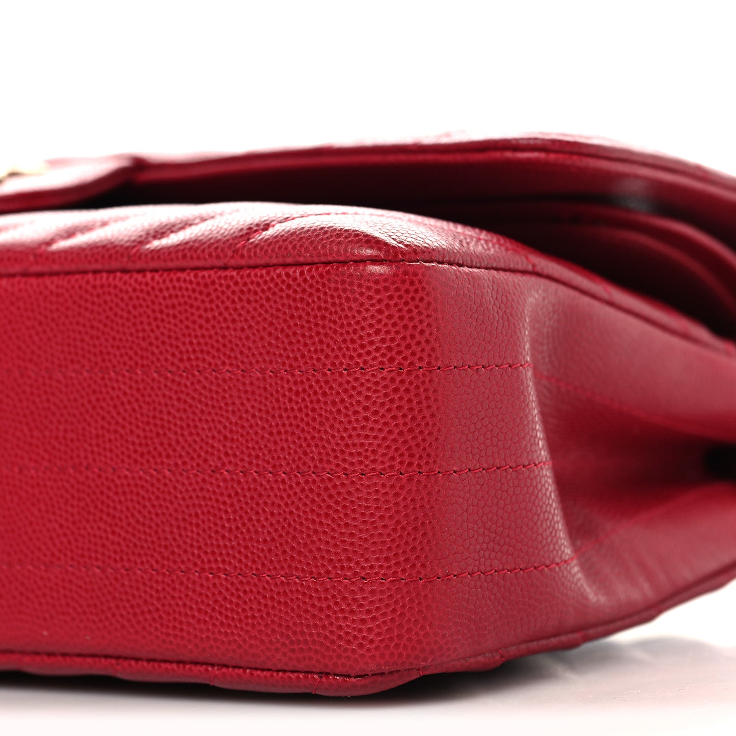 Caviar Chevron Quilted Medium Double Flap Red