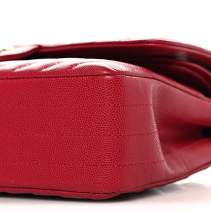 Chanel Caviar Chevron Quilted Medium Double Flap Red 10 of 10