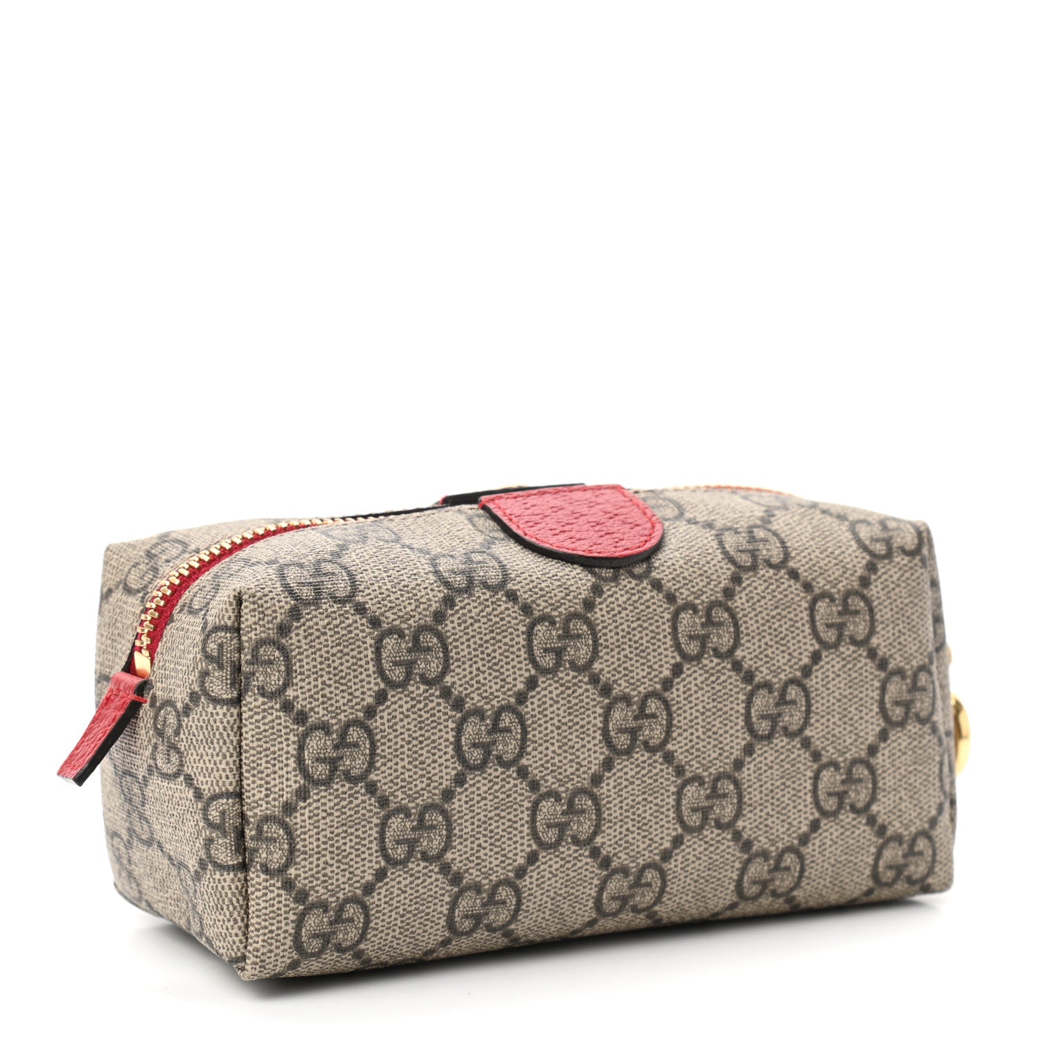 Gucci Soft GG Supreme Monogram Calfskin Small Ophidia Cosmetic Case Beige Ebony Hibiscus Red 3 of 7