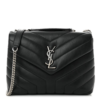 Saint Laurent Calfskin Y Quilted Monogram Small Loulou Chain Satchel Black 1 of 10