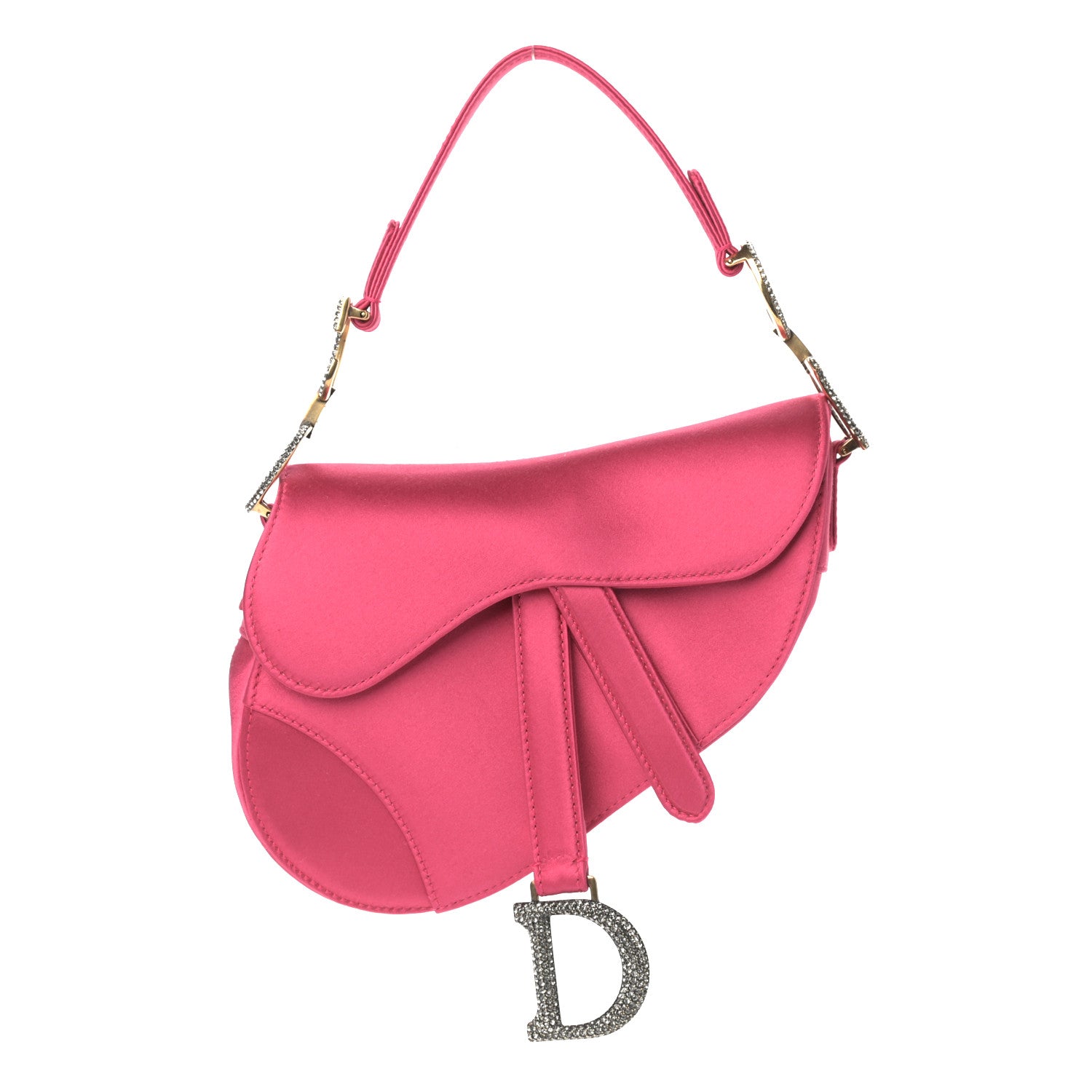 Christian Dior Satin Crystal Mini Saddle Bag Light Shock 1 of 8